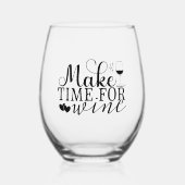 ワインの引用文ワインの愛おもしろい者のための時間を作る ステムなしワイングラス (正面)