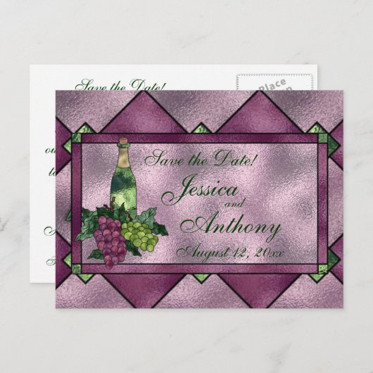 ワインの愛の日付を保存 案内ポストカード (正面/裏面)