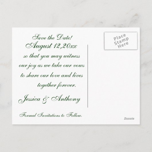 ワインの愛の日付を保存 案内ポストカード (裏面)