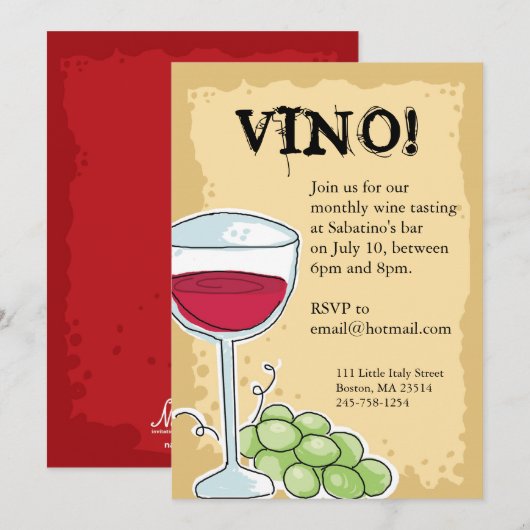 ワインの招待状 招待状 (正面/裏面)