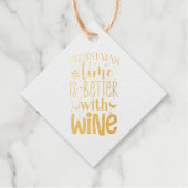 ワインの方がクリスマスタイムの金ゴールド フェイバータグ (正面)