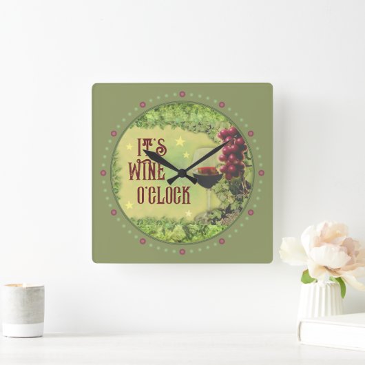 ワインの時計だ スクエア壁時計 (ホーム)