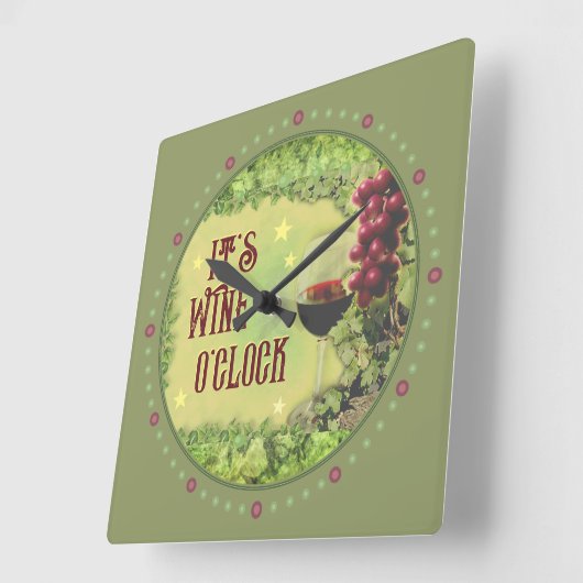 ワインの時計だ スクエア壁時計 (傾斜)