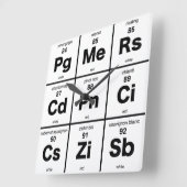 ワインの時間周期表 スクエア壁時計 (傾斜)