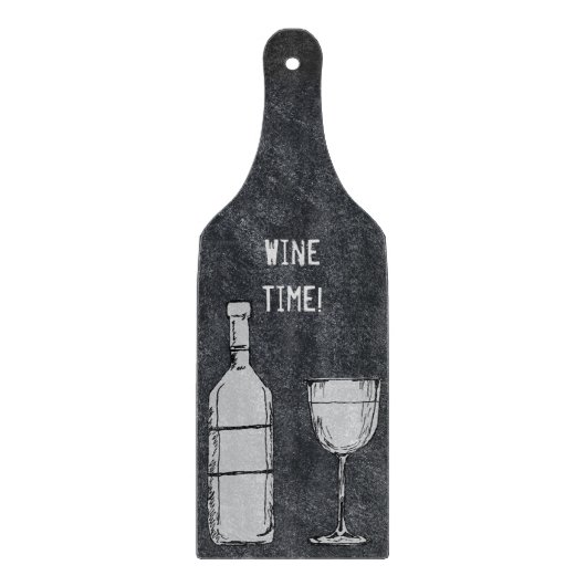 ワインの時間黒板のワイン・ボトル及びガラス カッティングボード (正面)