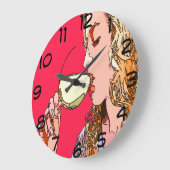 ワインの時間、時計の顔 ラージ壁時計 (傾斜)