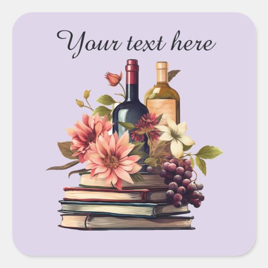 ワインの本の追加文字 スクエアシール (正面)