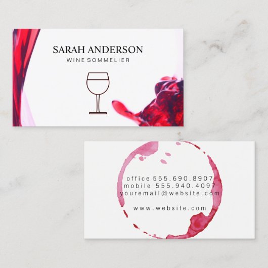 ワインの染みを注ぐ 名刺 (正面/裏面)