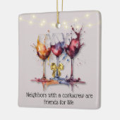 ワインの水彩画のスプラッシュ セラミックオーナメント (左)