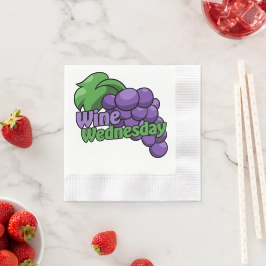 ワインの水曜日のワインの飲み物 縁ありカクテルナプキン (インサイチュ)