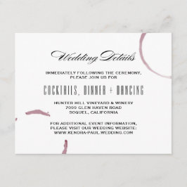 ワインの汚れワイナリーブドウ畑の情報カード エンクロージャーカード