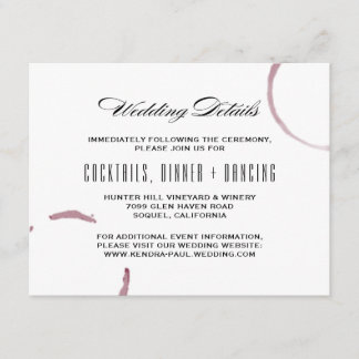 ワインの汚れワイナリーブドウ畑の情報カード エンクロージャーカード