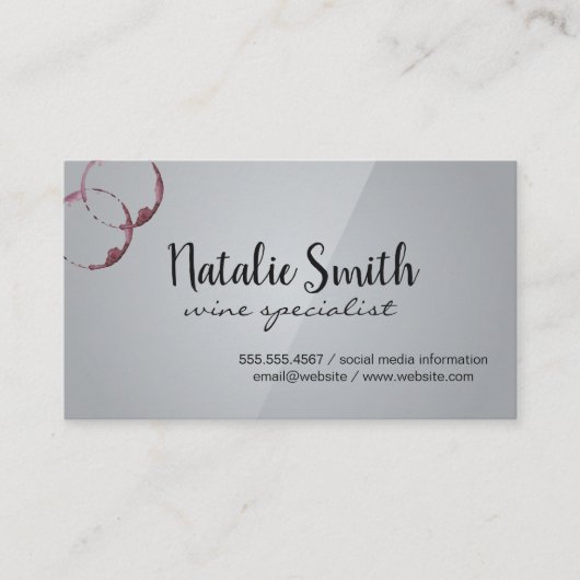 ワインの汚れ | グレイ光沢 名刺 (正面)