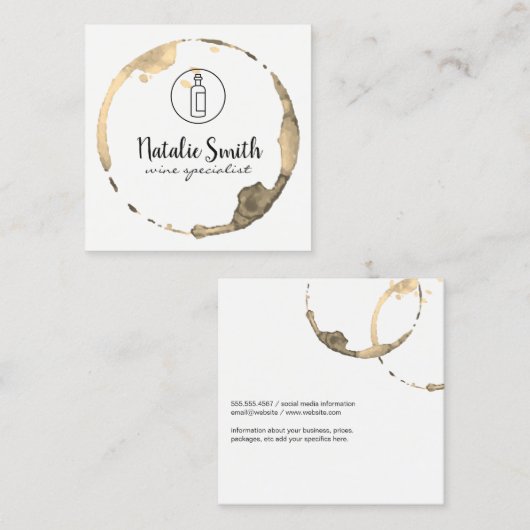 ワインの汚れ(ワインボトル) スクエア名刺 (正面/裏面)