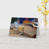 ワインの注ぐ写真が付いている空白のな挨拶状 カード (黄色い花)