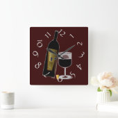 ワインの混雑数ボトル スクエア壁時計 (ホーム)