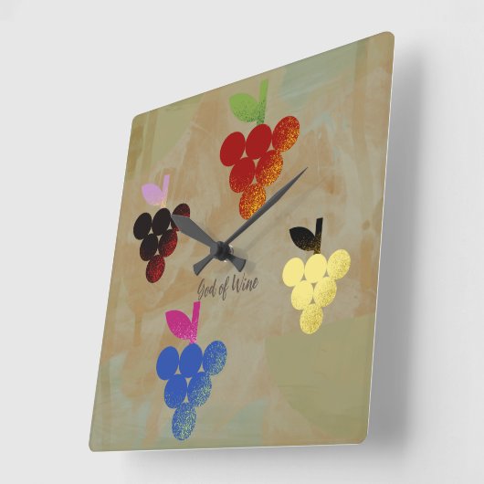 ワインの神アドニス スクエア壁時計 (傾斜)