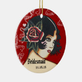 ワインの結婚ガウンの花嫁のクリスマスオーナメント セラミックオーナメント (右)