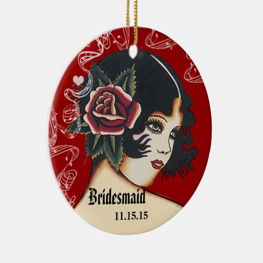 ワインの結婚ガウンの花嫁のクリスマスオーナメント セラミックオーナメント (右)