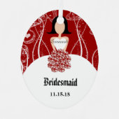 ワインの結婚ガウンの花嫁のクリスマスオーナメント メタルオーナメント (正面)