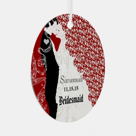 ワインの結婚ガウンの花嫁のクリスマスオーナメント メタルオーナメント (正面右)