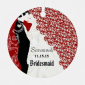 ワインの結婚ガウンの花嫁のクリスマスオーナメント メタルオーナメント (正面)