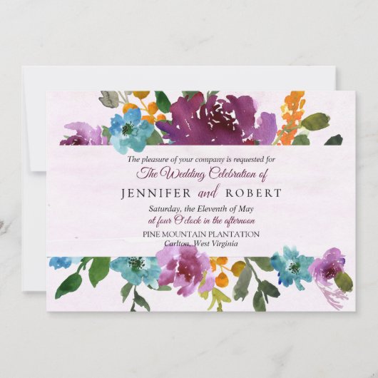 ワインの結婚式招待状の横の光輝のブライダル 招待状 (正面)