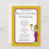 ワインの花型女性歌手のすばらしい休日のパーティ 招待状 (正面)