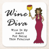 ワインの花型女性歌手"ワインですのための私の賞すばらしい"は スクエアペーパーコースター (正面)
