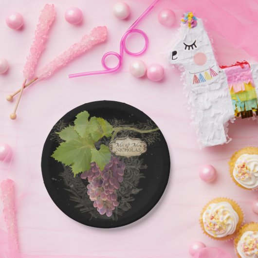 ワインの葡萄エレガントブドウ園のミセス結婚ズ ペーパープレート (パーティー)