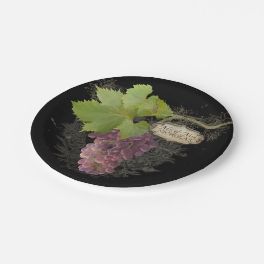 ワインの葡萄エレガントブドウ園のミセス結婚ズ ペーパープレート (アングル)