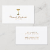 ワインの試飲のソムリエのバーテンダーの平野の白 名刺 (正面/裏面)