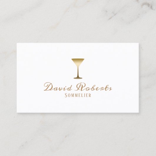 ワインの試飲のソムリエのバーテンダーの平野の白 名刺 (正面)