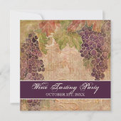 ワインの試飲のパーティの招待状によって老化させるブドウのブドウ園 招待状 (正面)