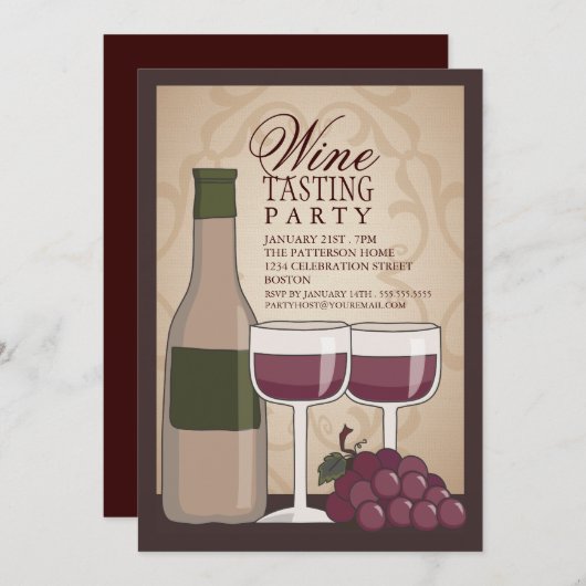 ワインの試飲のパーティの招待状 招待状 (正面/裏面)