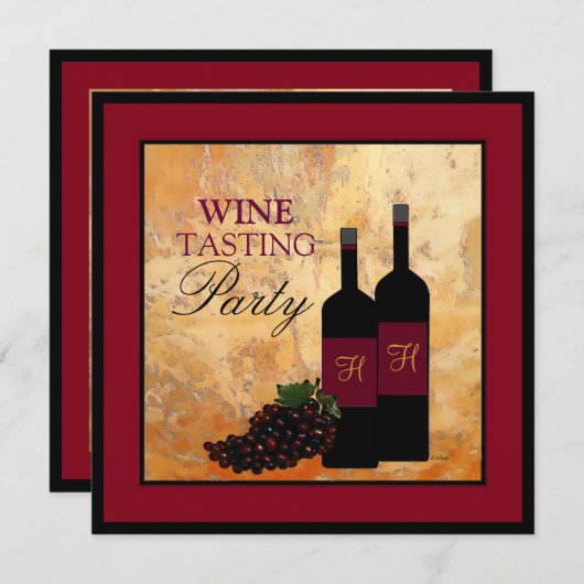ワインの試飲のパーティー 招待状 (正面/裏面)