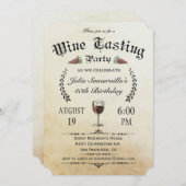ワインの試飲の招待状(ヴィンテージ) v.1 招待状 (正面/裏面)
