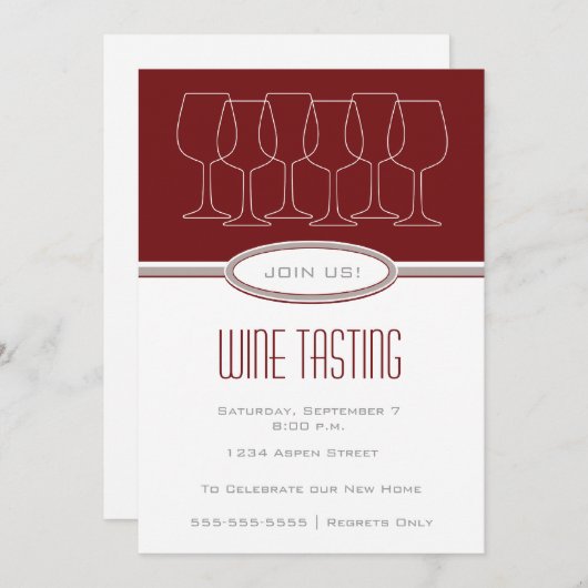 ワインの試飲の招待状 招待状 (正面/裏面)
