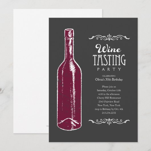 ワインの試飲の招待状 招待状 (正面/裏面)