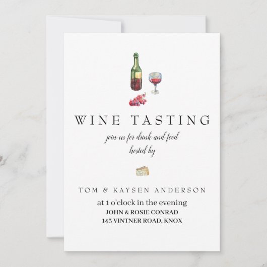 ワインの試飲の招待 招待状 (正面)