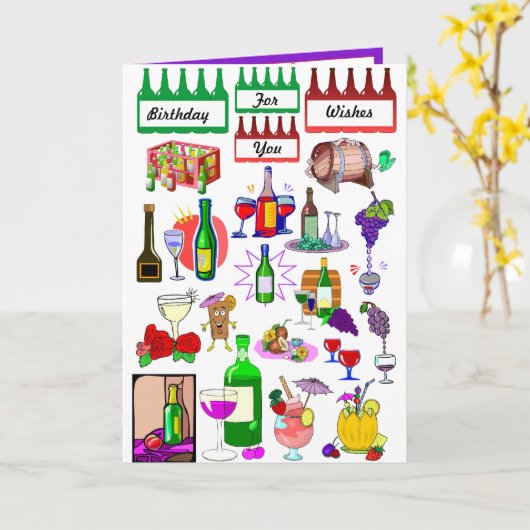 ワインの試飲 カード (黄色い花)