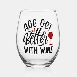 ワインの誕生ワインラブおもしろいルで年齢が上がる ステムなしワイングラス