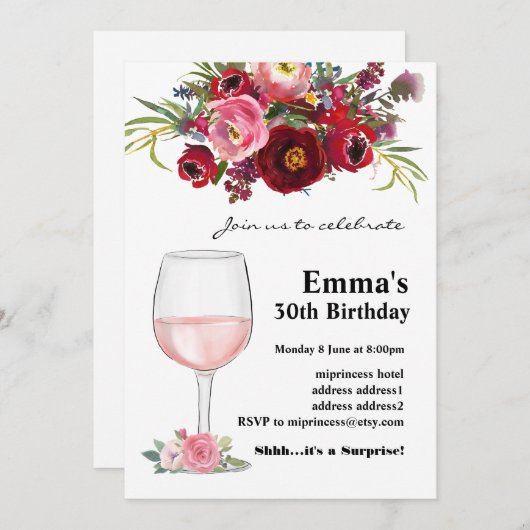 ワインの誕生日の招待、完璧に熟成 招待状 (正面/裏面)