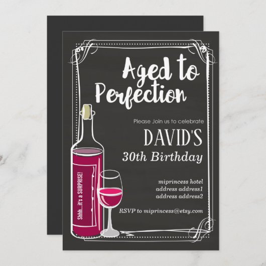 ワインの誕生日の招待、完璧に熟成 招待状 (正面/裏面)