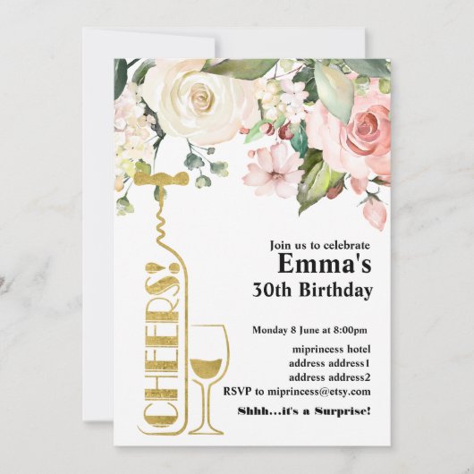 ワインの誕生日の招待 招待状 (正面)