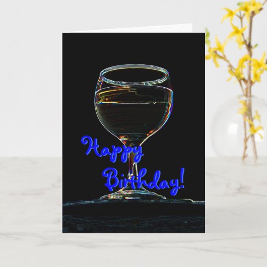 ワインの誕生日カード カード (黄色い花)