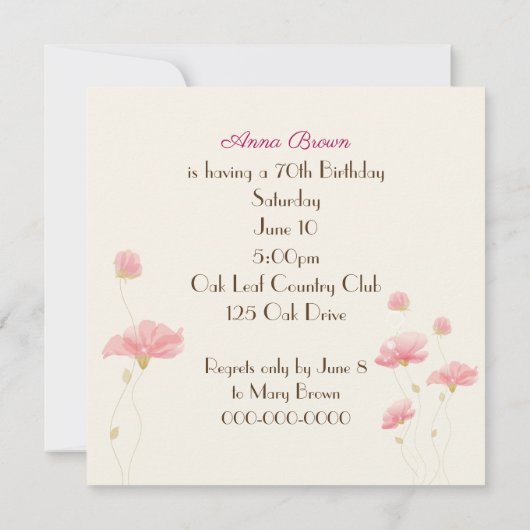 ワインの誕生日パーティー付きピクニックバスケットボトル 招待状 (裏面)