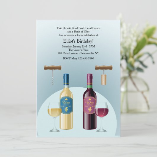 ワインの赤と白ボトル招待状 招待状 (スタンド正面)