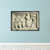 ワインの配達を描いたレリーフ、 浮き彫り キャンバスプリント (インサイチュ (ウッドフロア))