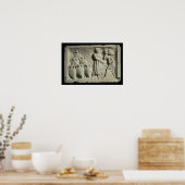 ワインの配達を描いたレリーフ、 浮き彫り ポスター (キッチン)